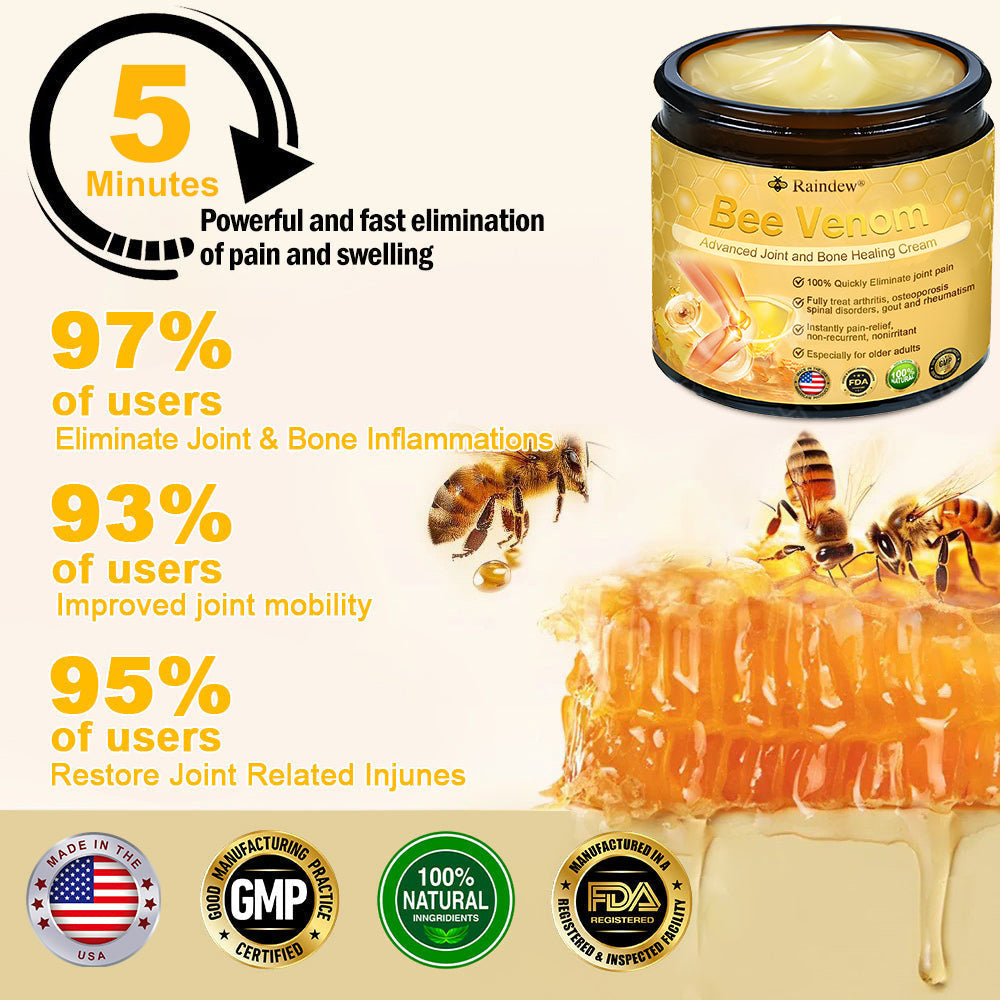 Raindew®Bee Venom Advanced Joint and Bone Healing Cream (👨⚕️Specifically developed for middle-aged and older adults)