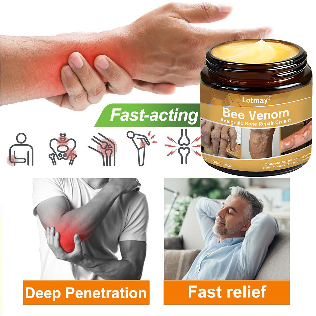 Lotmay® Bee Venom Analgesic Bone Repair Cream(👨⚕️Developed for the elderly,AAOS Certification)