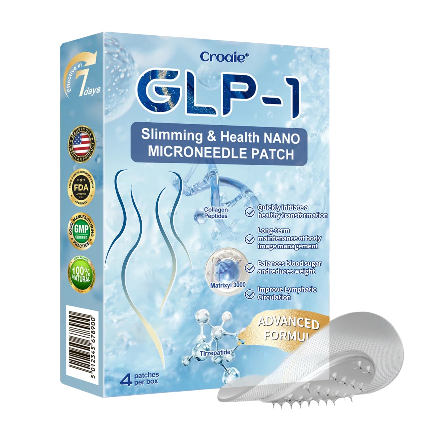 FDA Official Store |🎁 Croaie® GLP-1 Nano-Microneedle Patch with Collagen & Matrixyl 3000丨Obesity, Cardiovascular Disease, Diabetes, Sleep Apnea, Joint Problems and More