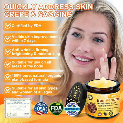 Lotmay® 𝘽𝙀𝙀 𝙑𝙀𝙉𝙊𝙈 𝑺𝒌𝒊𝒏 𝑹𝒆𝒔𝒕𝒐𝒓𝒂𝒕𝒊𝒐𝒏 𝑪𝒓𝒆𝒂𝒎 –🌸 Anti-aging,Hydrating, Skin Repair, Even Tone, Acne and Dark Spot Treatment, Wart and Mole Removal, Psoriasis Relief
